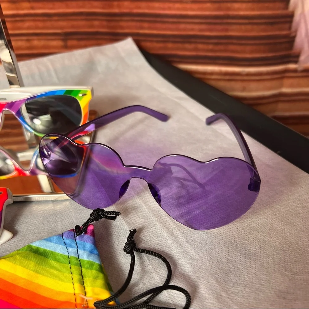 Colorful Rainbow and Purple Sunglasses Set